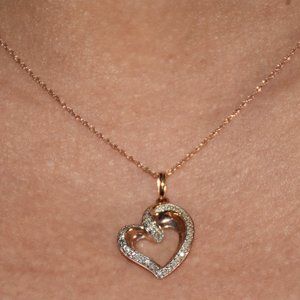 Rose Gold & Diamond Heart Necklace - Peoples Jewel